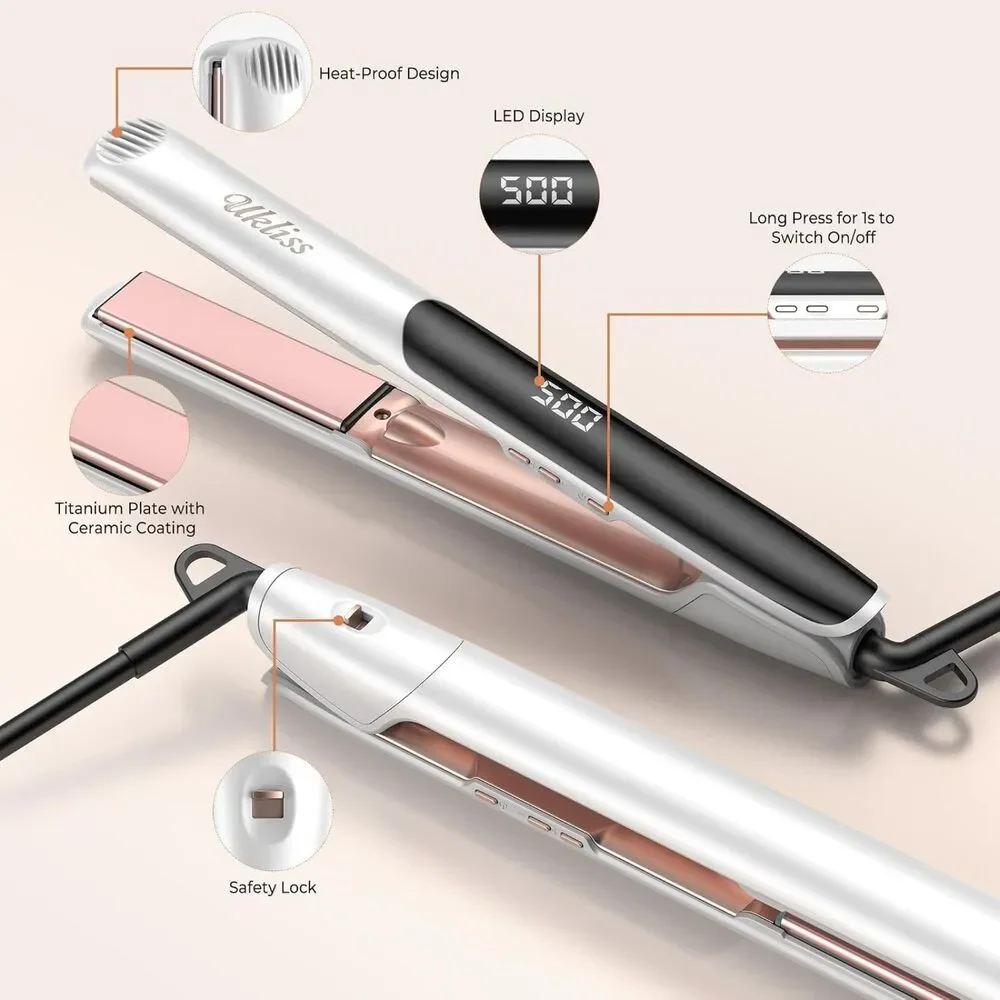 UKLISS 2-in-1 Flat Iron Hair Straightener & Curler, 1 Inch